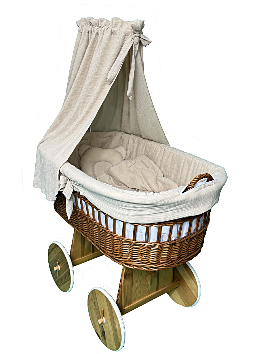 Stubenwagen Ausstattung 5-tlg mit Himmel Beige Musselin Serie MBEHIMXL - Bild 3