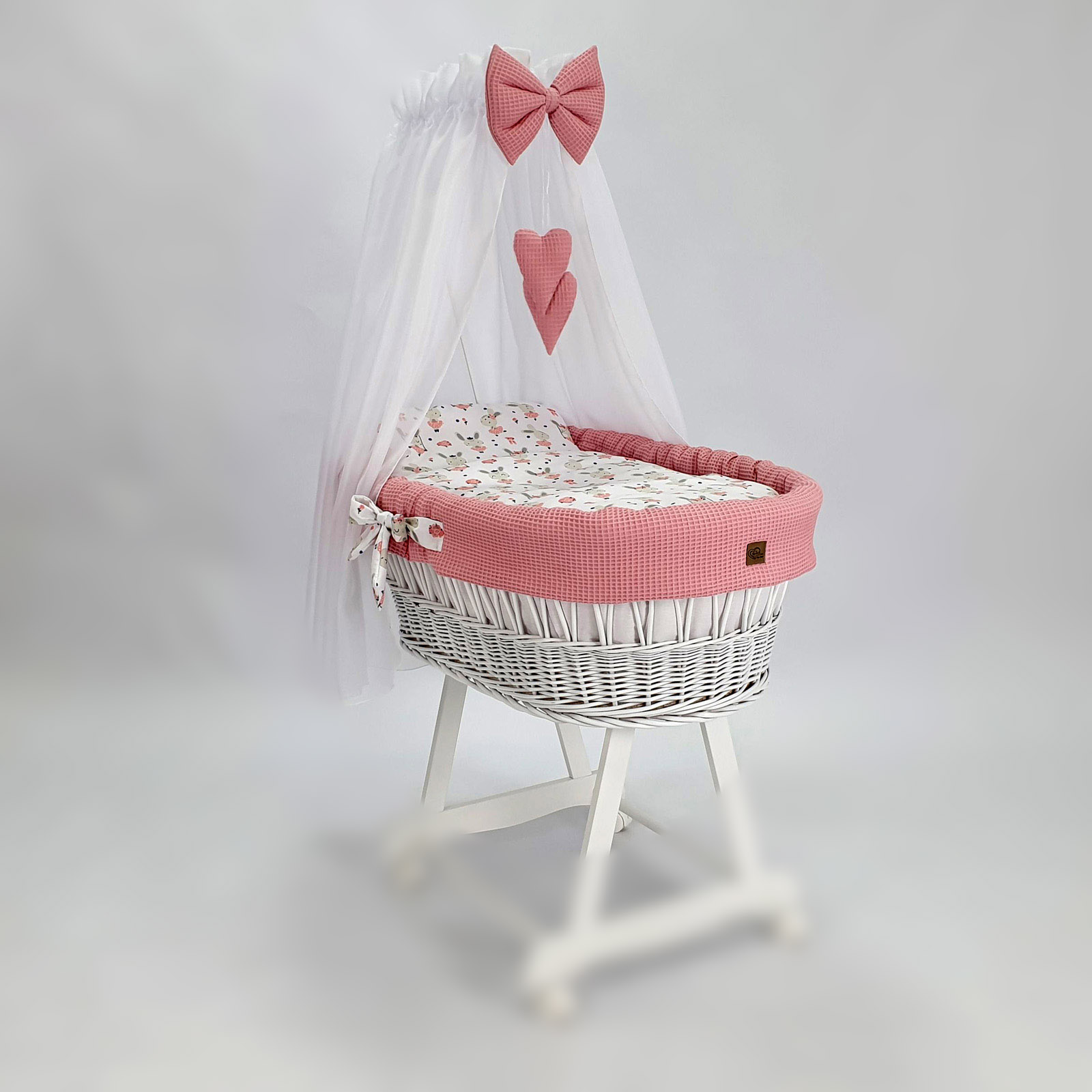 Stubenwagen Ausstattung 5-tlg mit Himmel Puderrosa Waffel Serie BPRHIMXXL - Bild 4