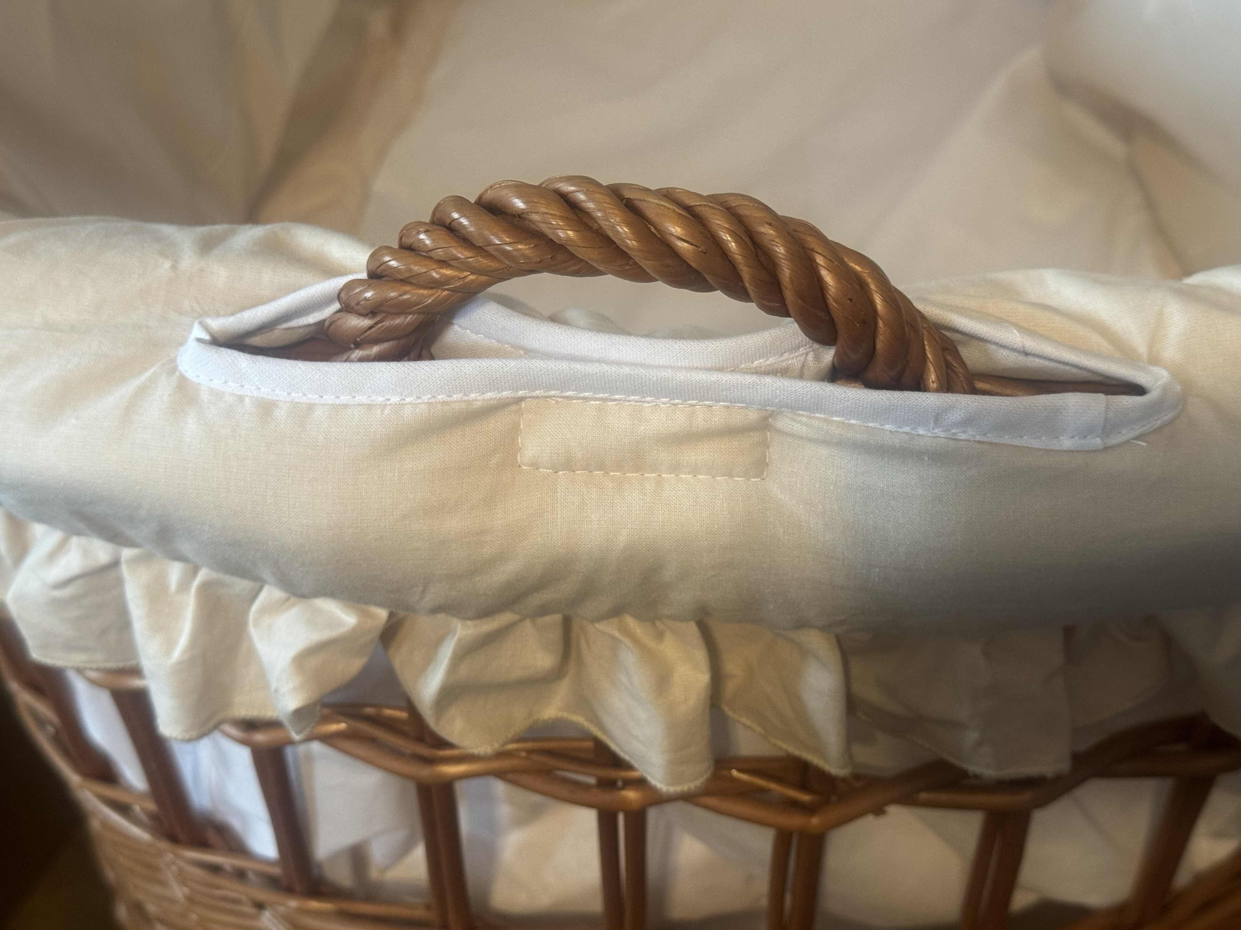 Stubenwagen Bettwäsche Set 7-tlg mit Haube Beige Baumwolle Serie BbeMOSxxl - Bild 7