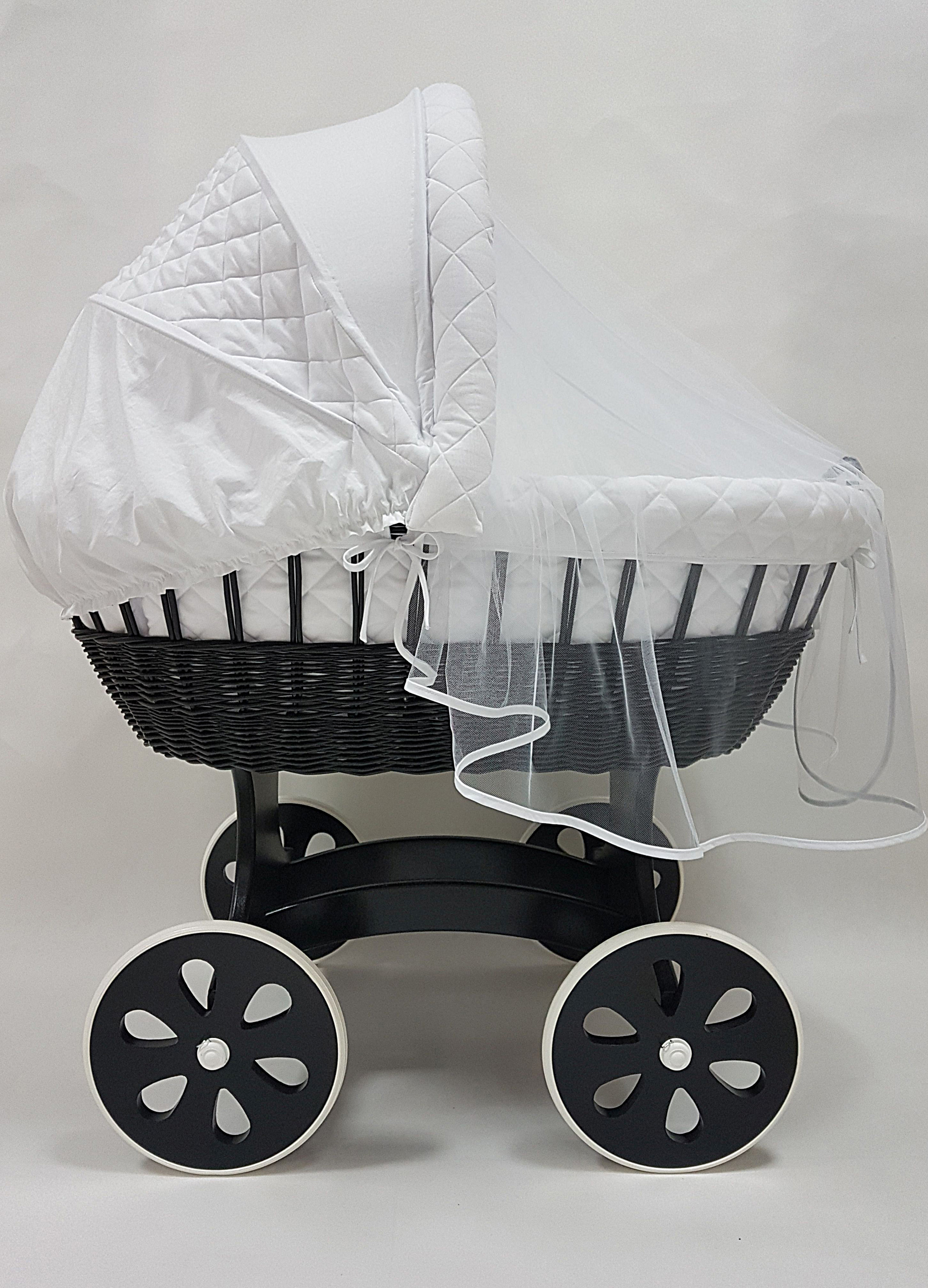 Stubenwagen Bettwäsche Set 7-tlg mit Haube Weiß Baumwolle Serie BgesXL - Bild 5