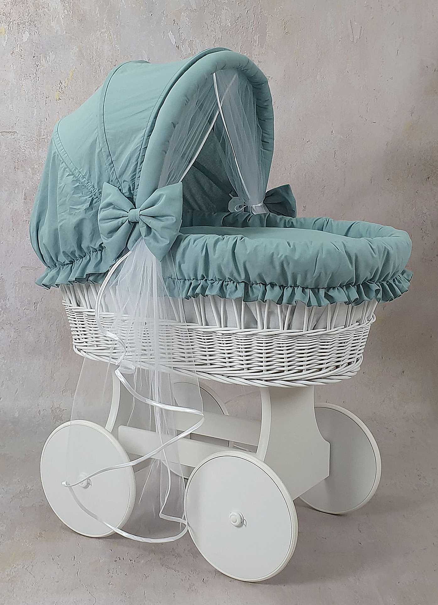 Stubenwagen Komplettset mit Haube und Moskitonetz Khaki Baumwolle
