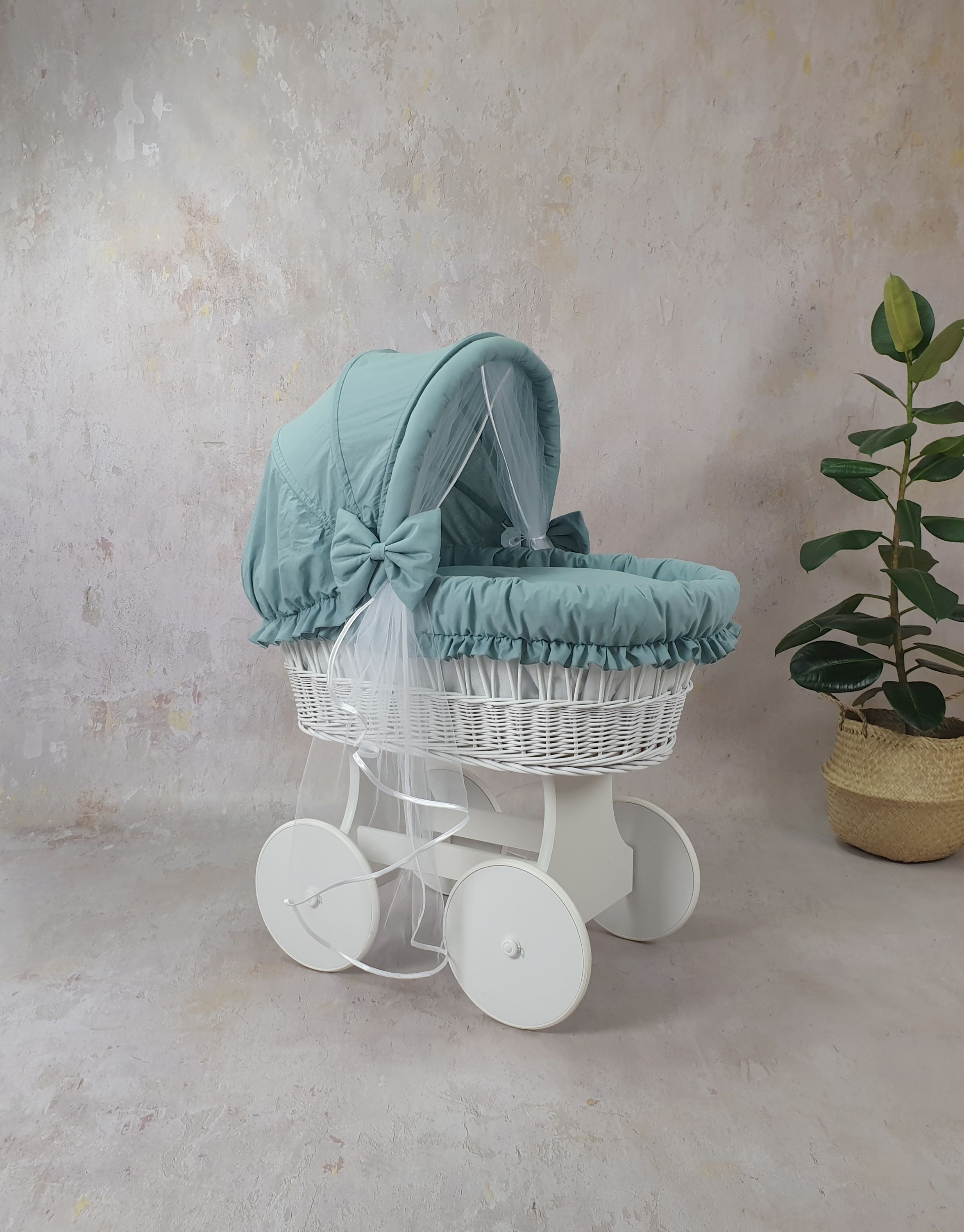 Stubenwagen Komplettset mit Haube und Moskitonetz Khaki Baumwolle - Bild 4