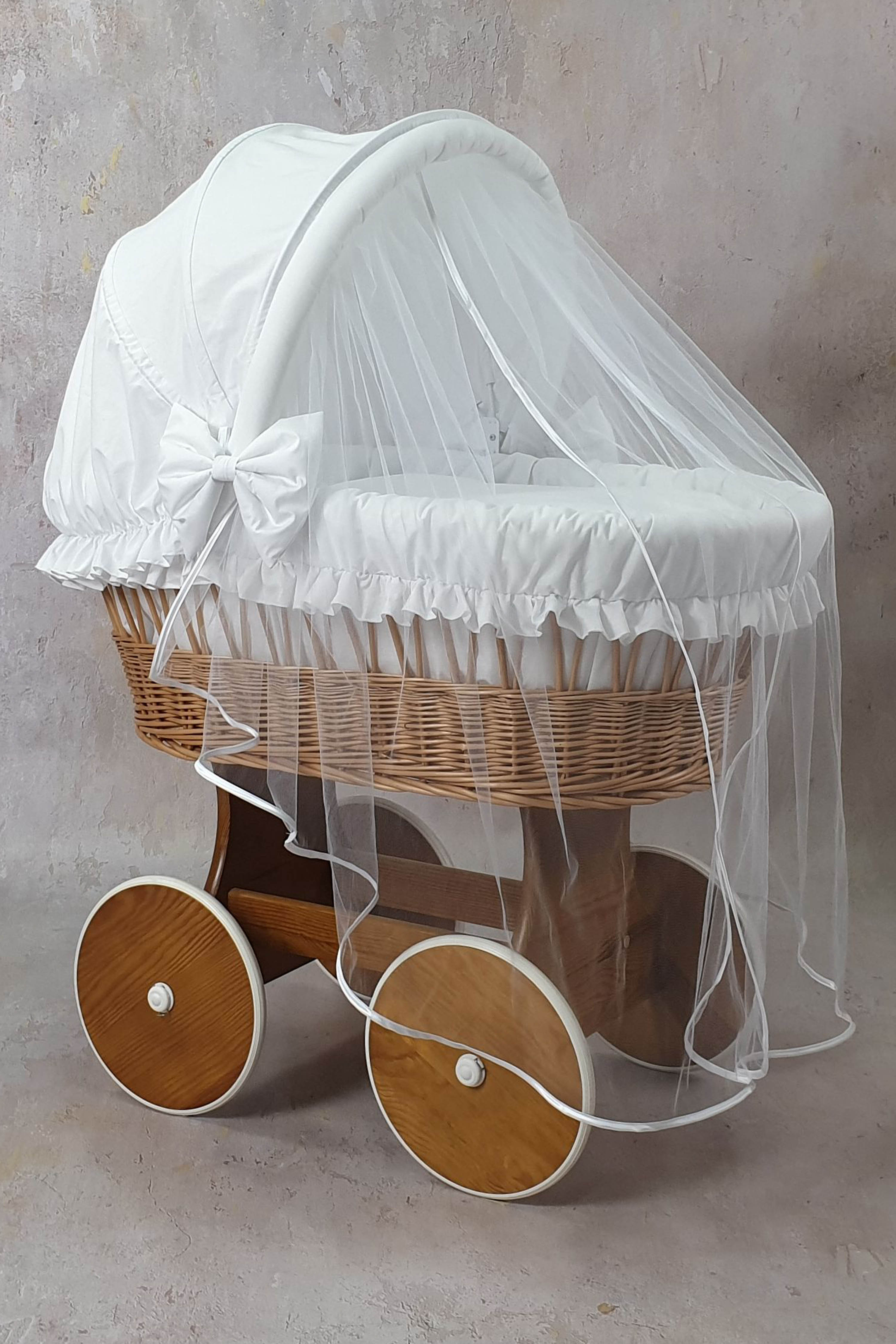 Stubenwagen Komplettset mit Haube und Moskitonetz Weiß Serie BNBI-MOS - Bild 3