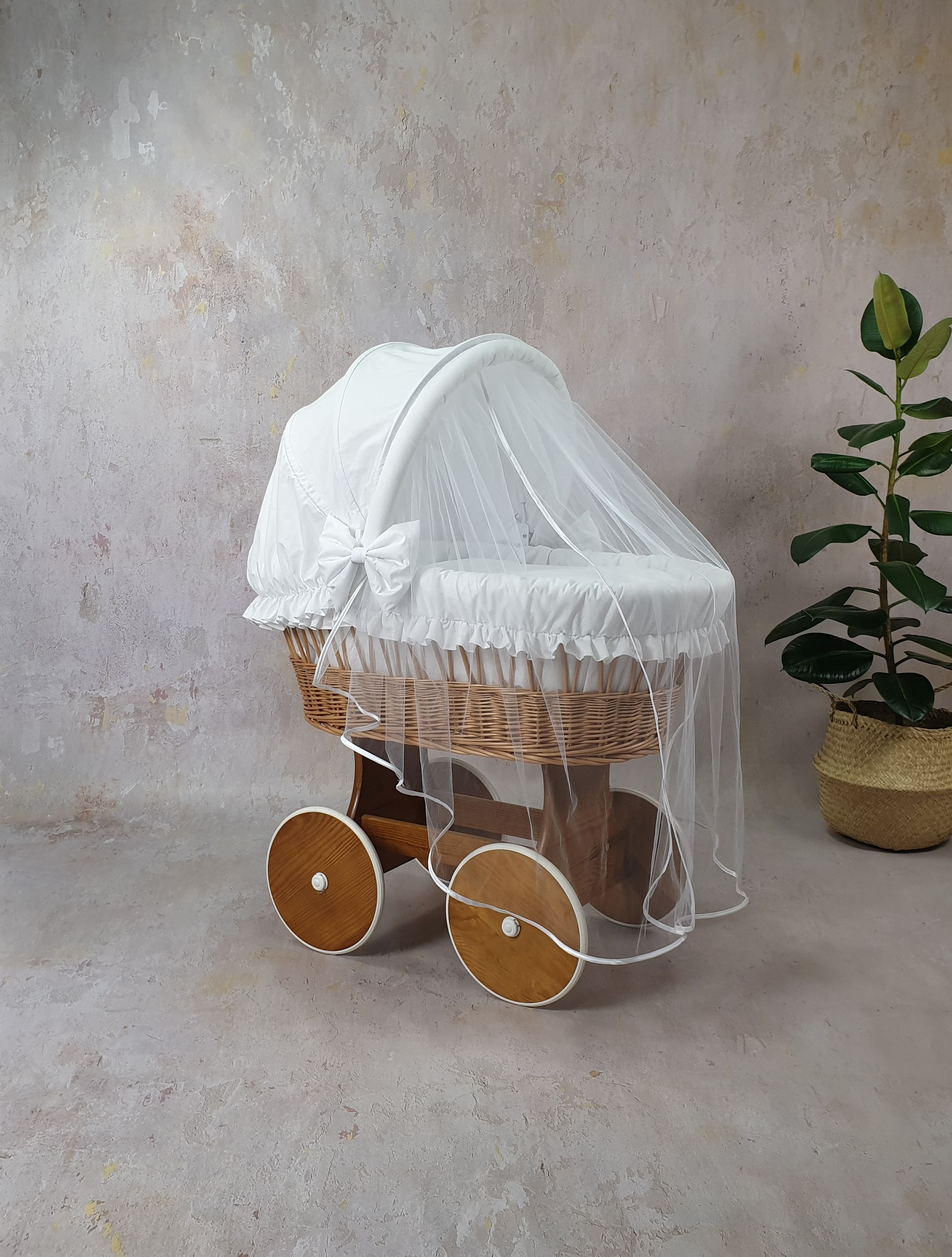 Stubenwagen Komplettset mit Haube und Moskitonetz Weiß Serie BNBI-MOS - Bild 4
