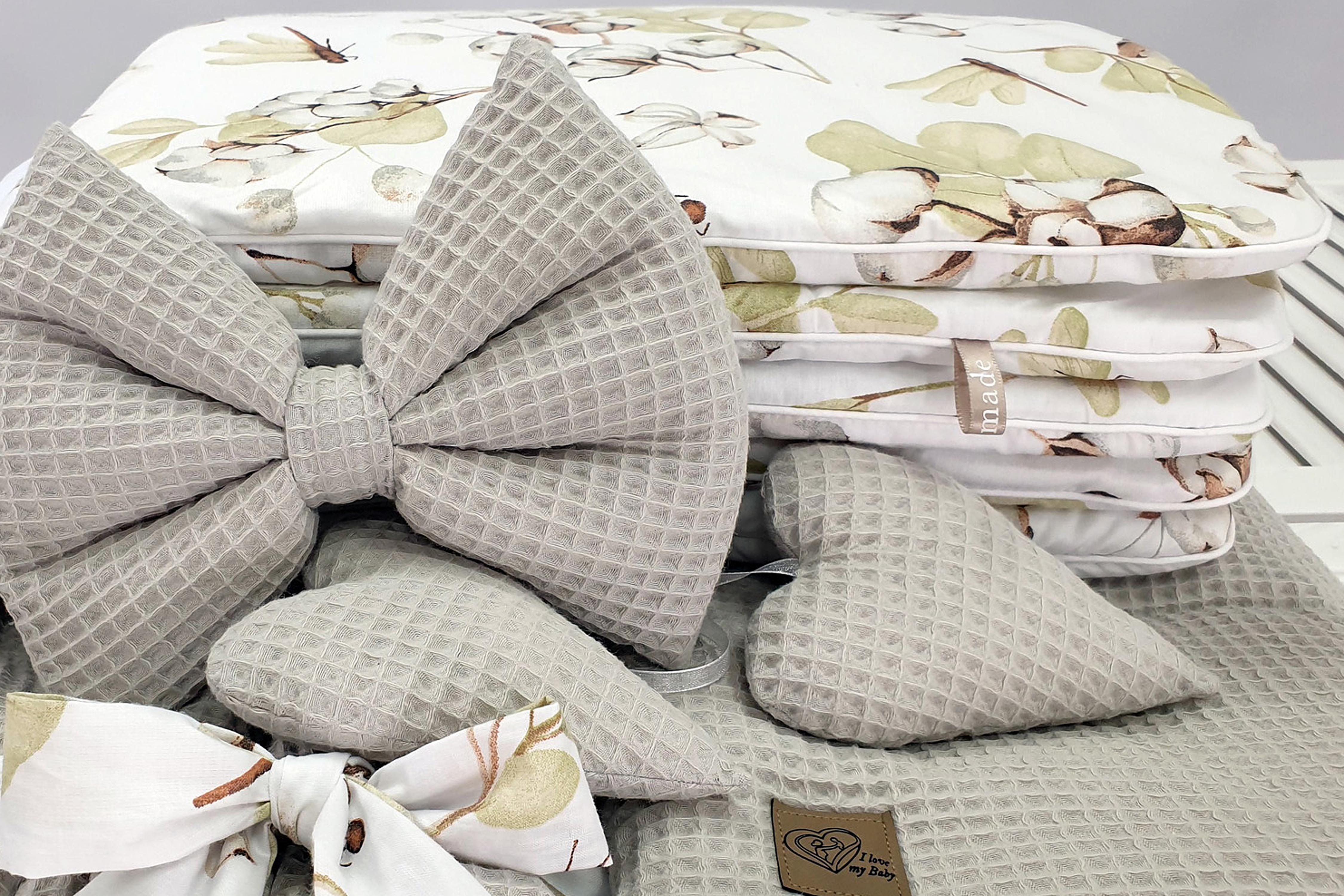 Stubenwagen mit Himmel mit Bettwäsche Set Beige Waffel Serie hgbe-kola - Bild 6